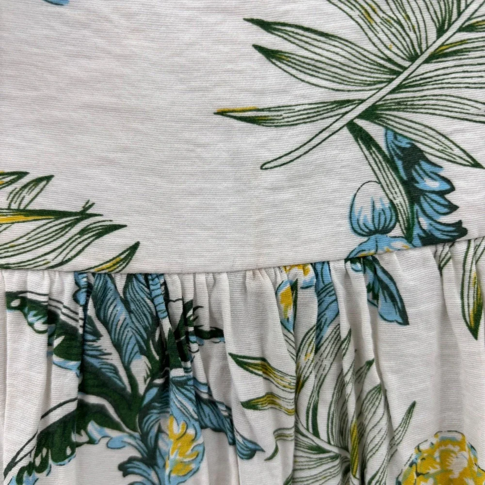 Bonnie Jean Maxi Dress Kids Size 6X White Tropical Pineapple Pom Pom Trim Summer
